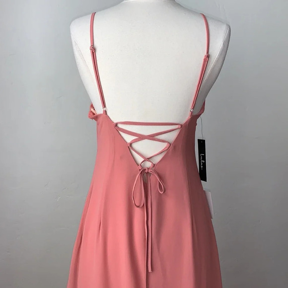 LULU’S Ada Lace Up Back Bohemian Maxi Slip Dress in Rusty Rose Size Medium - Picture 11 of 16